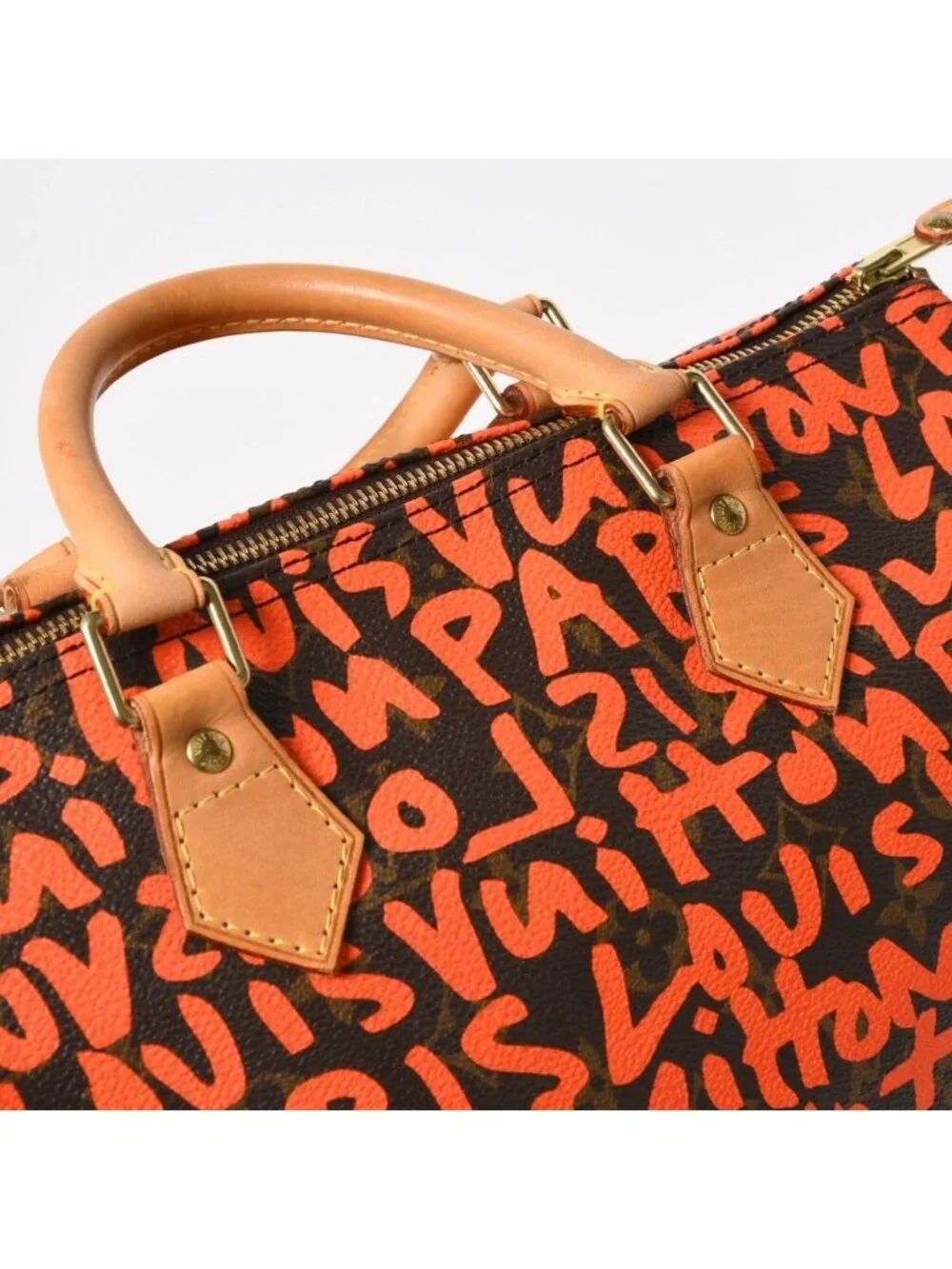 Louis Vuitton Monogram Speedy 30 Orange Handbag Graffiti Canvas